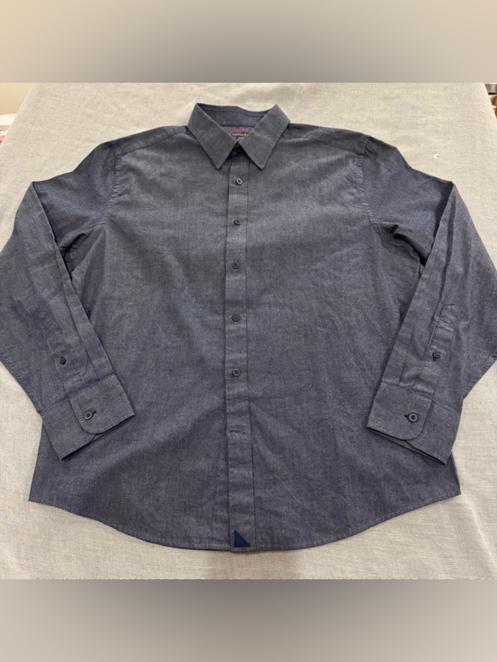 UNTUCKit Men's Long-Sleeve Button-Up Shirt in Dark Navy Blue 100% Cotton Size L